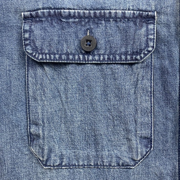 Fundamental Coast Denim Short Sleeve Button Up (Blue) - Picture 10 of 16